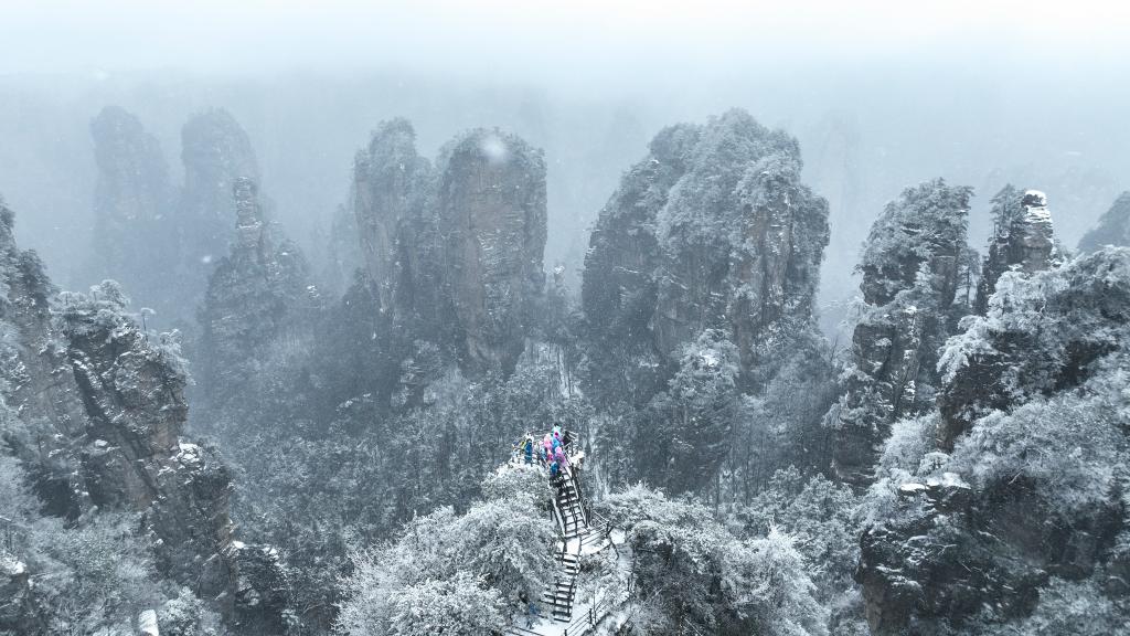 湖南張家界：新年降雪景如畫