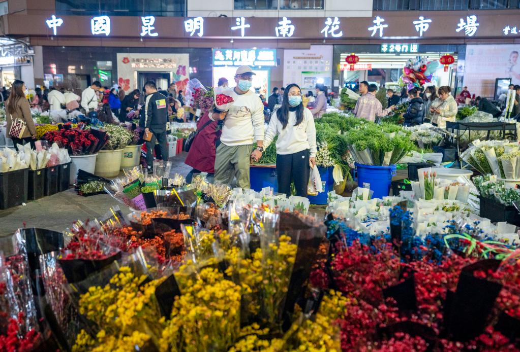 昆明斗南花市：花海人潮涌動(dòng)活力